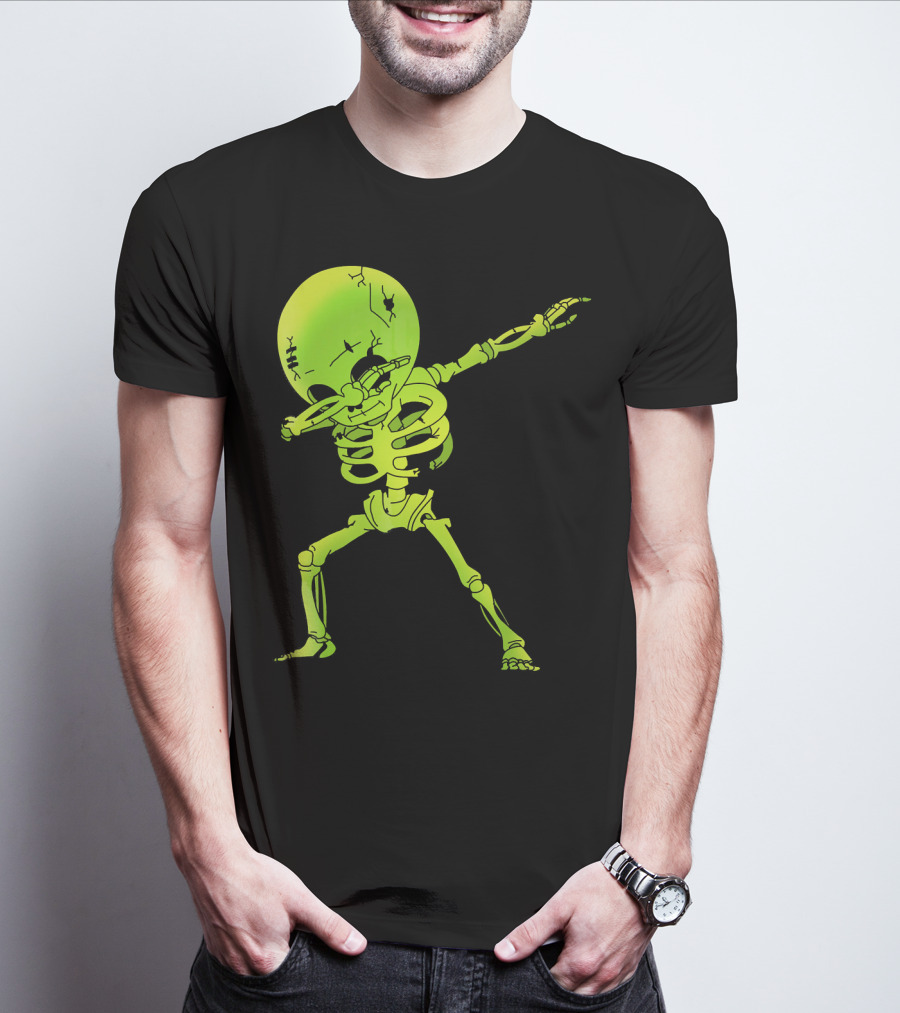 Skeleton Dabbing Zombie Halloween Moon T-Shirt