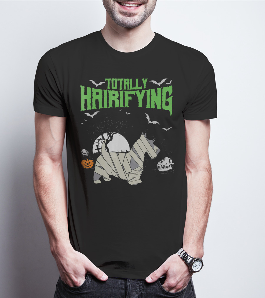 Totally Hairifying Frightening Mummy Sco Halloween Scene T-Shirt