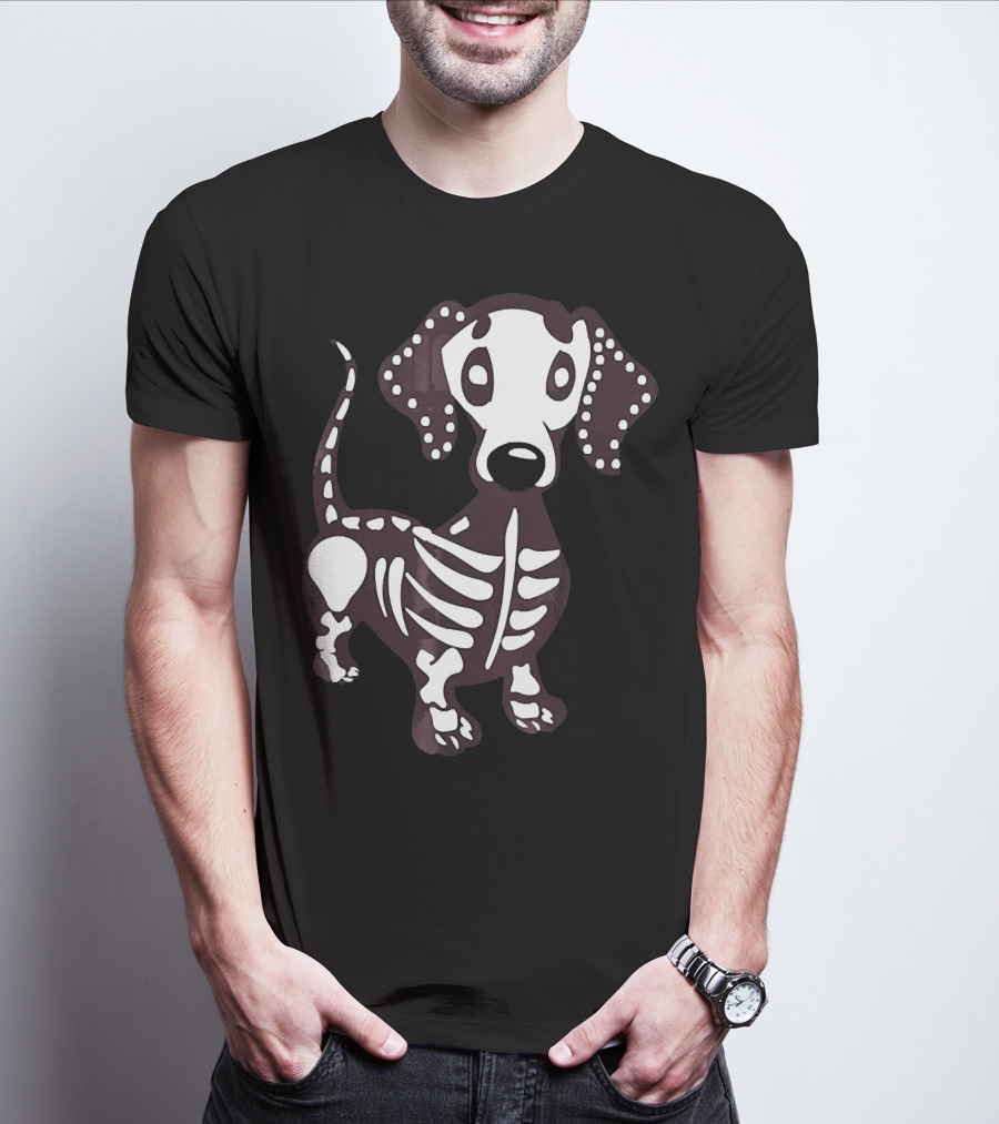 Dachshund Skeleton Skull Creepy Canine Bone T-Shirt