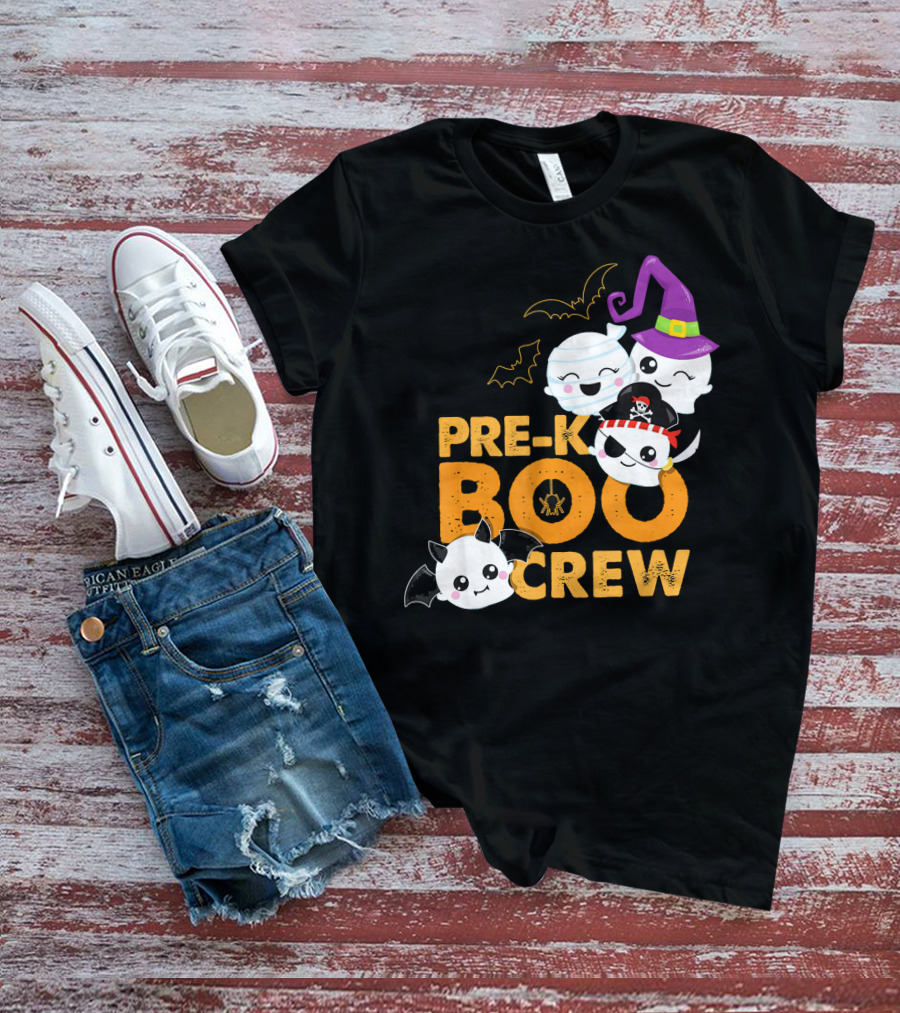 Pre-K Boo Crew Fun Halloween Teach Ghosts And Bats T-Shirt