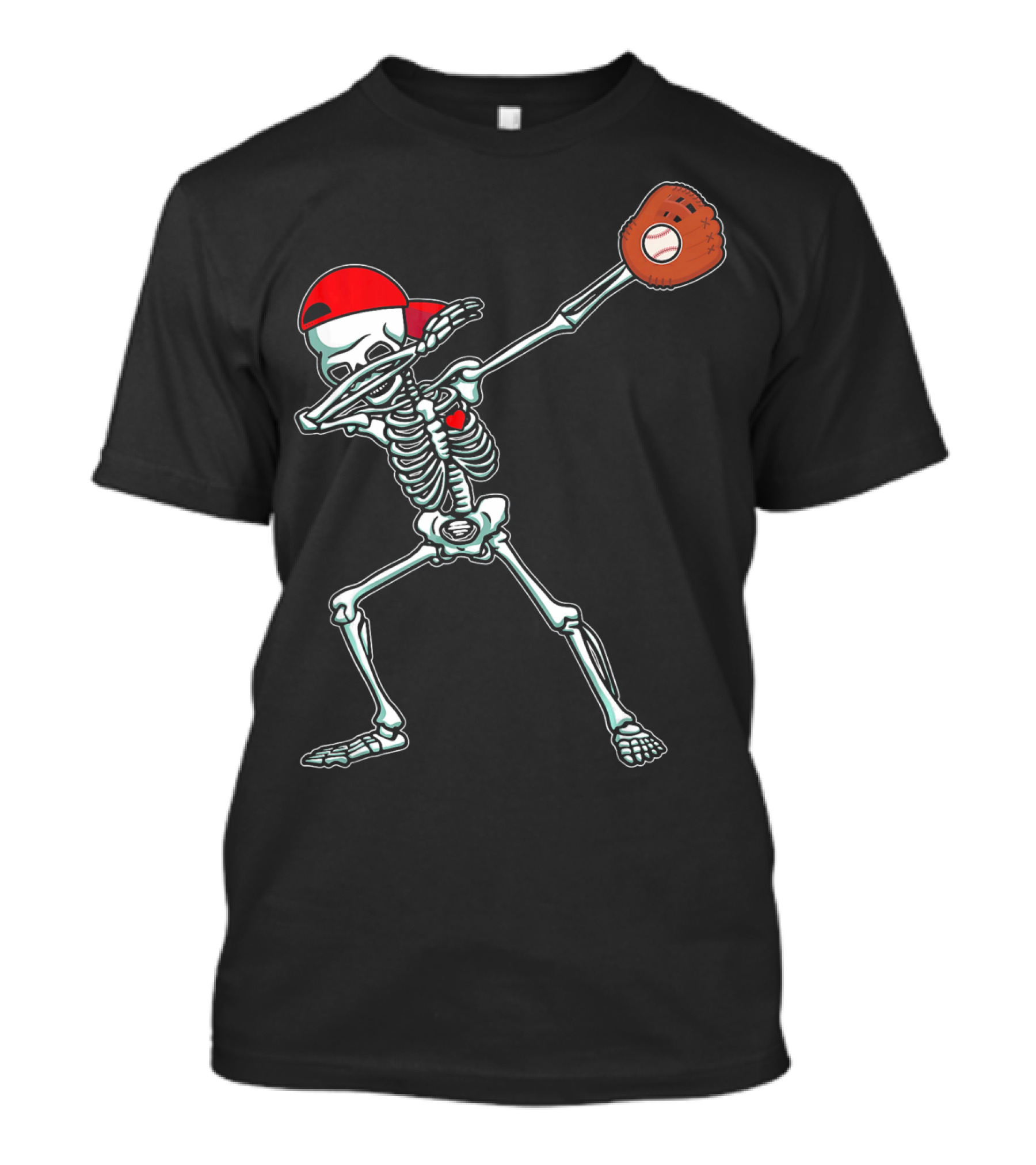 Dabbing Skeleton Baseball Dab Hi Red Cap Glove T-Shirt