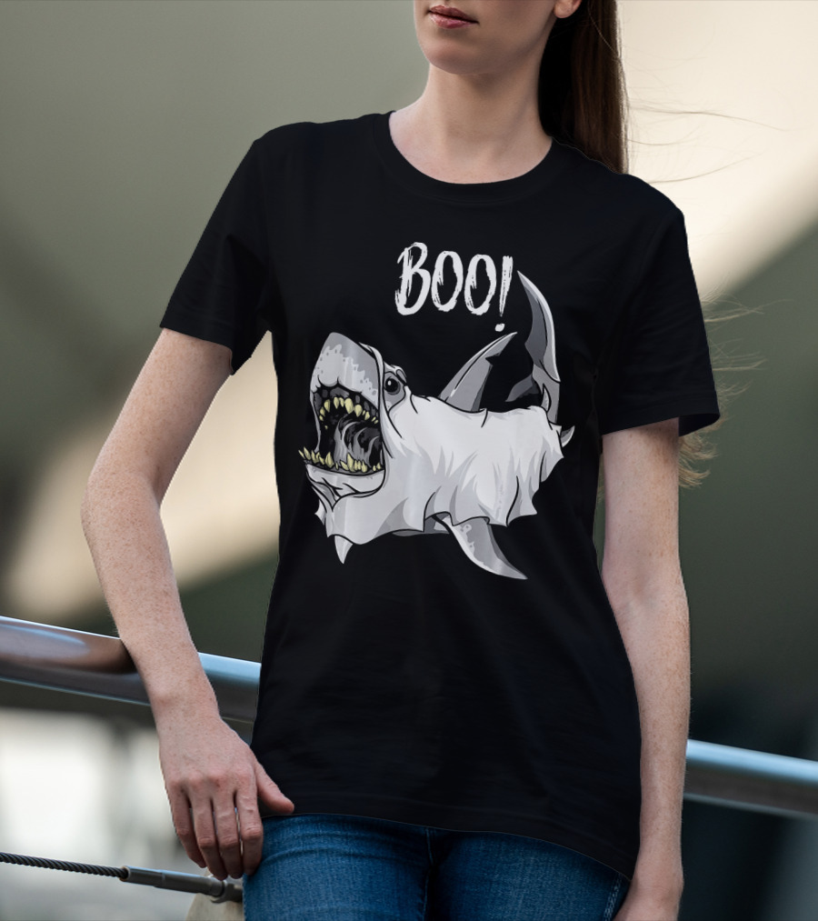 BOO Great White Shark Ghost T-Shirt