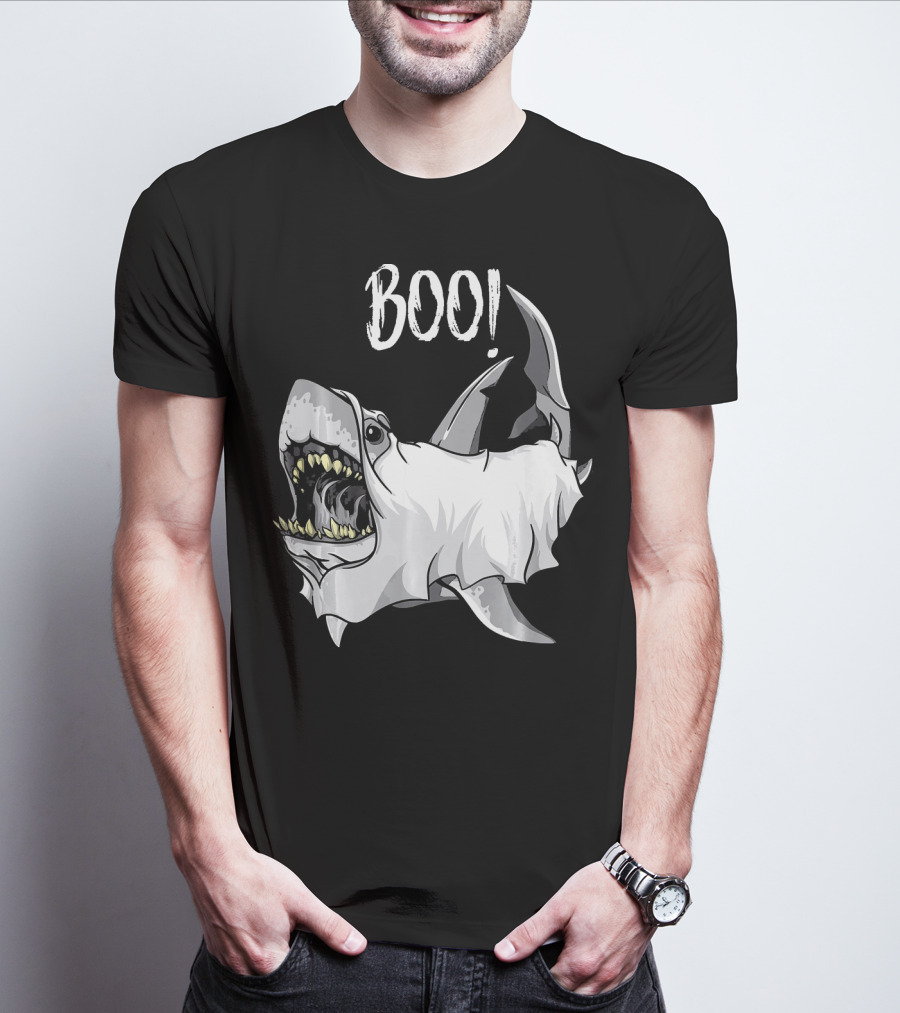 BOO Great White Shark Ghost T-Shirt