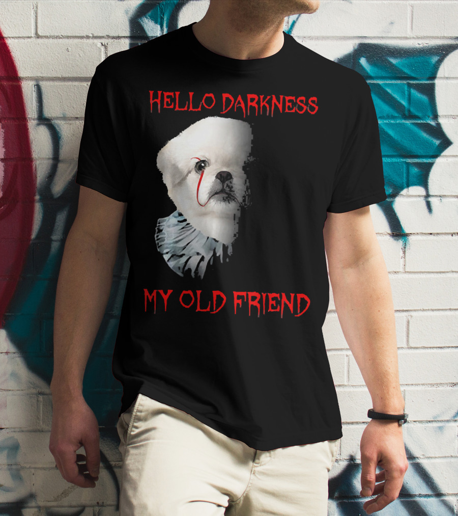 Halloween Hello Darkness My Old Friend Creepy Clown Dog T-Shirt