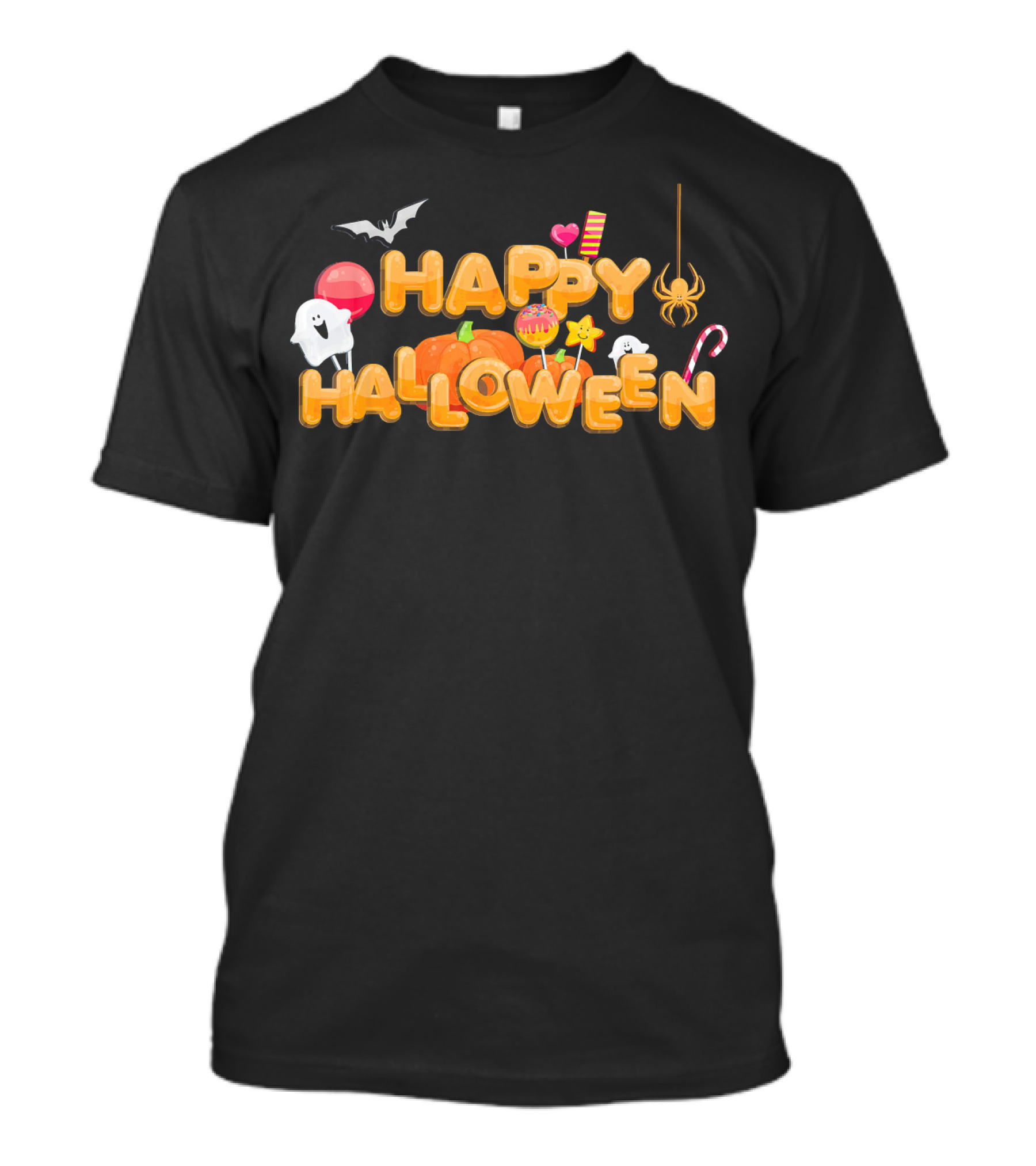 Happy Halloween Candy Ghosts Boo Bat Pumpkin T-Shirt