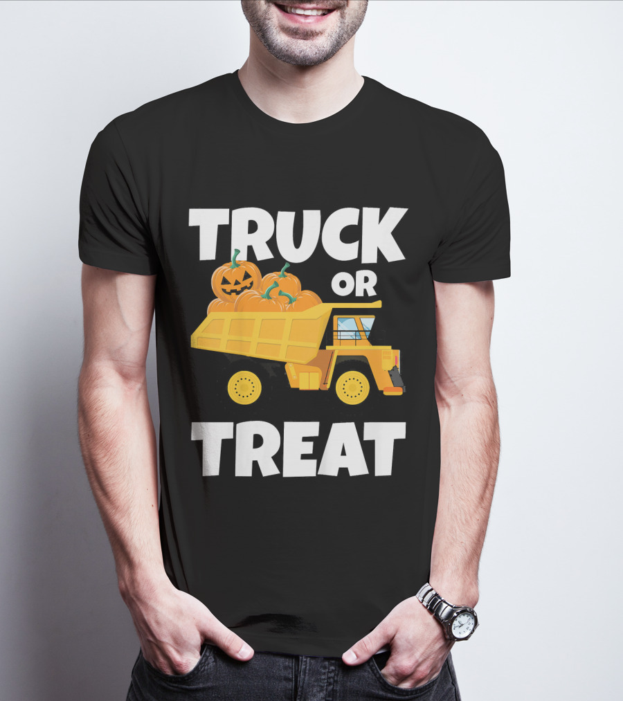 Kids Halloween Toddlers Boys Truck Or Treat Pumpkins T-Shirt