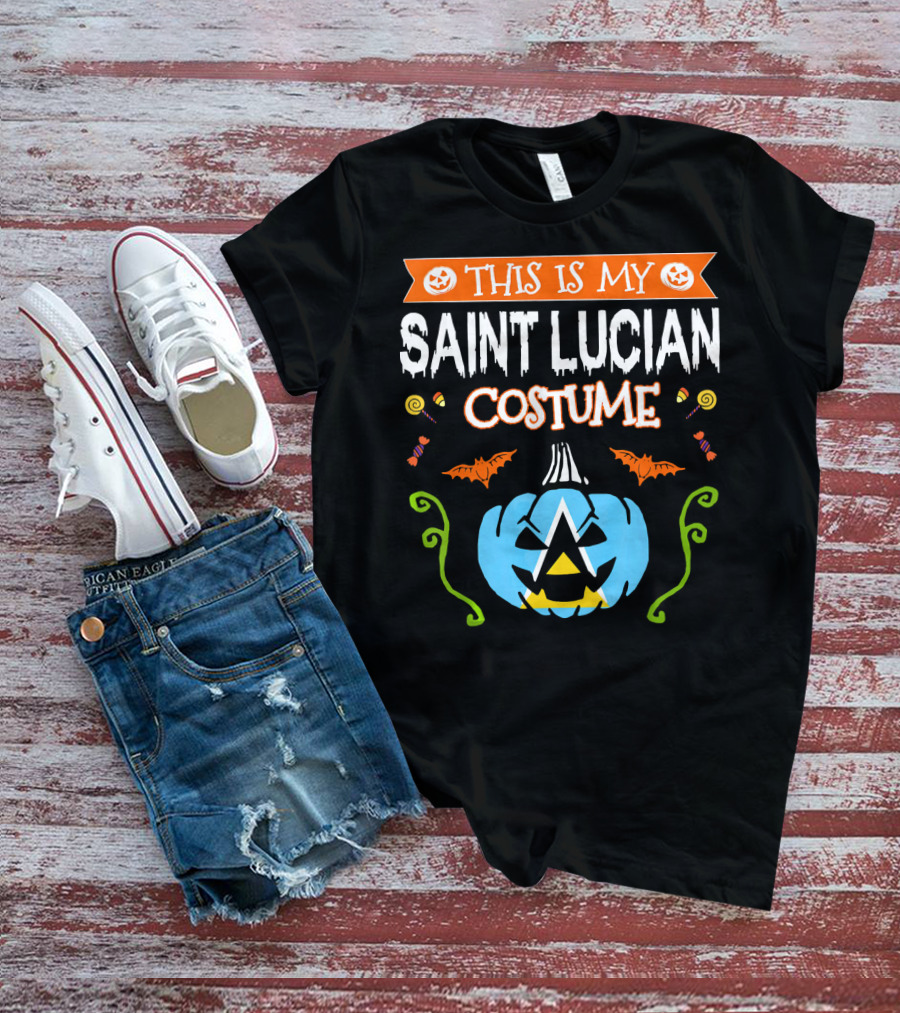 This Is My Saint Lucian Costume Halloween Pumpkin Bat T-Shirt