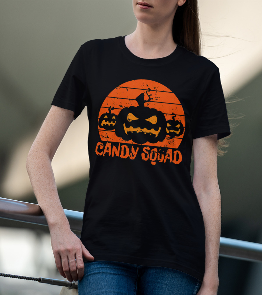 Candy Squad Scary Pumpkin Trick Halloween T-Shirt