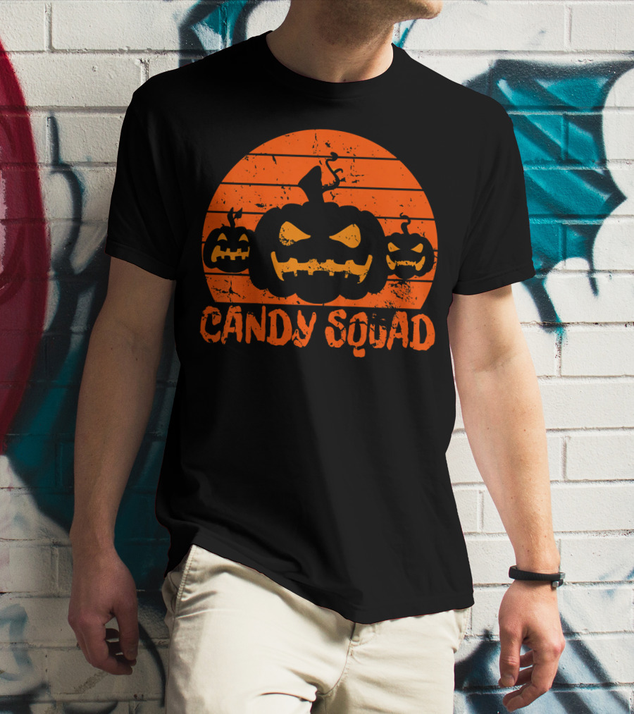 Candy Squad Scary Pumpkin Trick Halloween T-Shirt