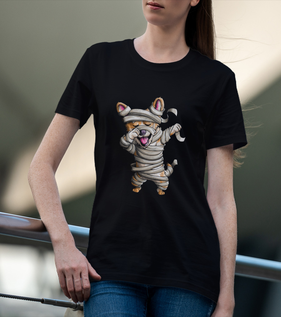 Cute Halloween Mummy Corgi Dabbing T-Shirt
