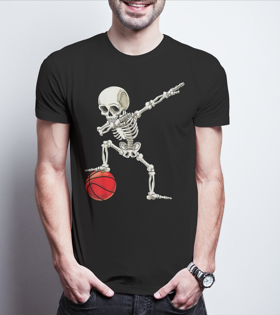 Dab Skeleton Dabbing Basketball Skeleton Pose T-Shirt