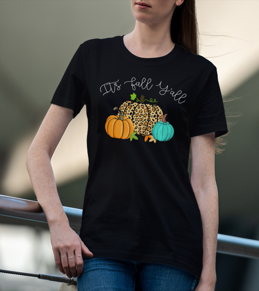 It's Fall Y'all Leopard Pumpkin Trio T-Shirt