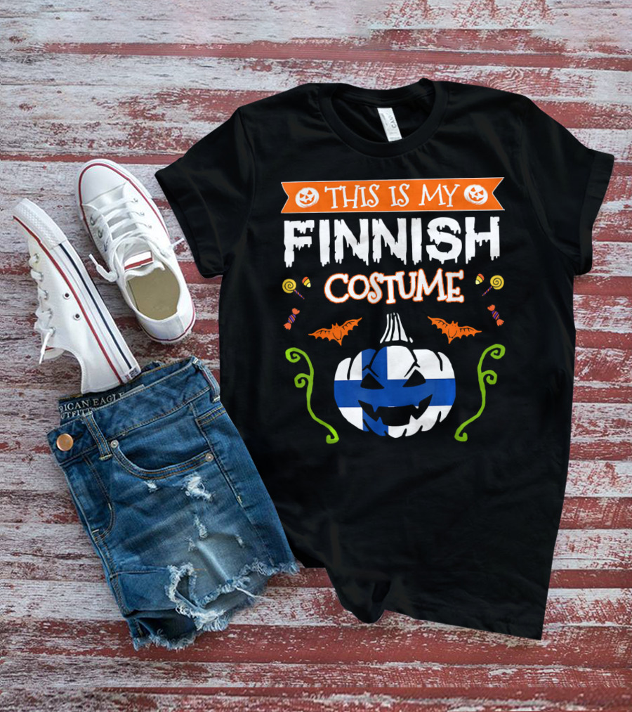 This Is My Finnish Costume Halloween Pumpkin With Finland Flag T-Shirt