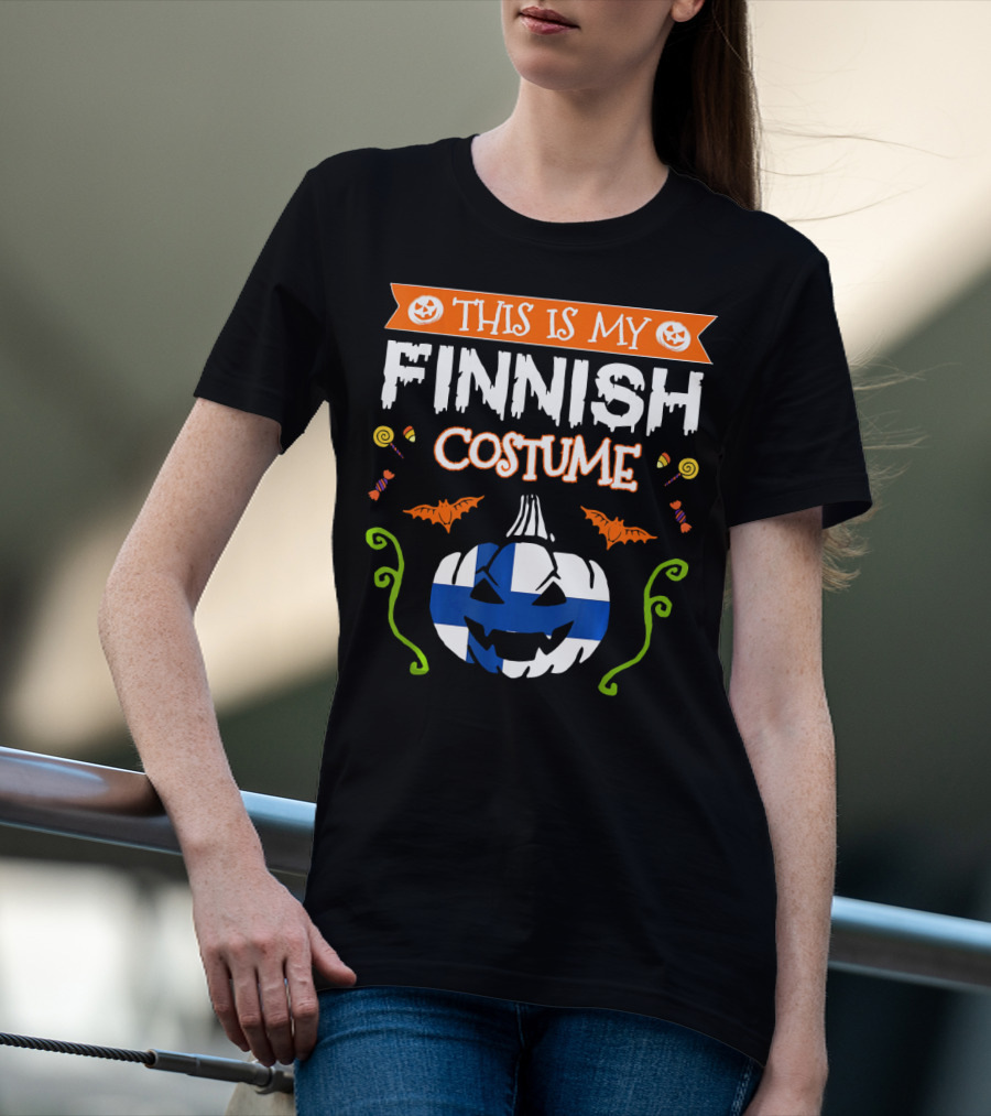 This Is My Finnish Costume Halloween Pumpkin With Finland Flag T-Shirt