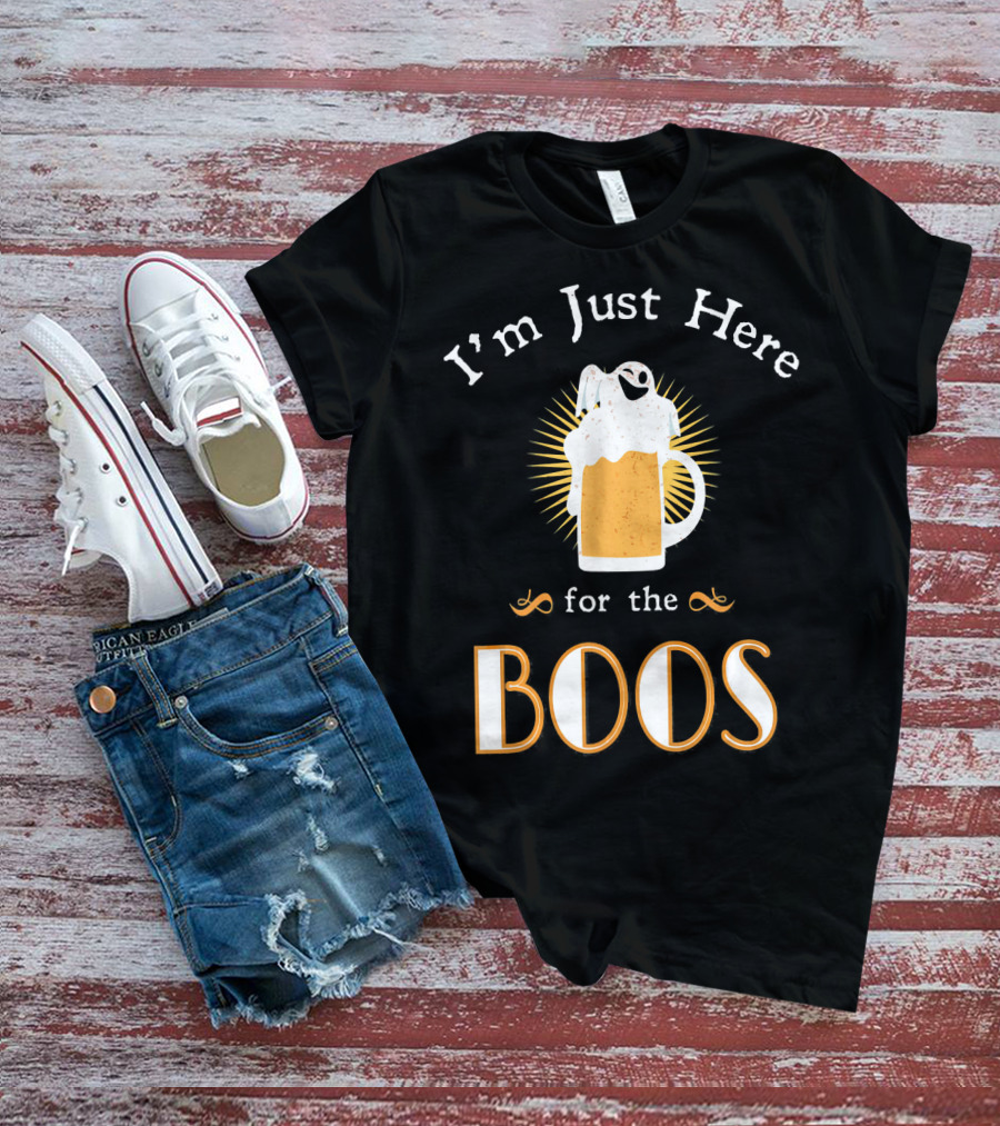I'm Just Here For The Boos Beer Mug Ghost Halloween Fun T-Shirt