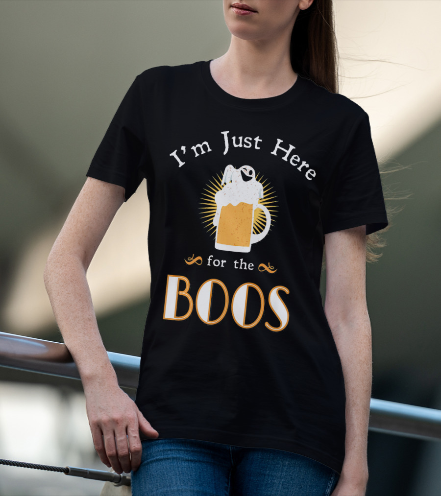 I'm Just Here For The Boos Beer Mug Ghost Halloween Fun T-Shirt