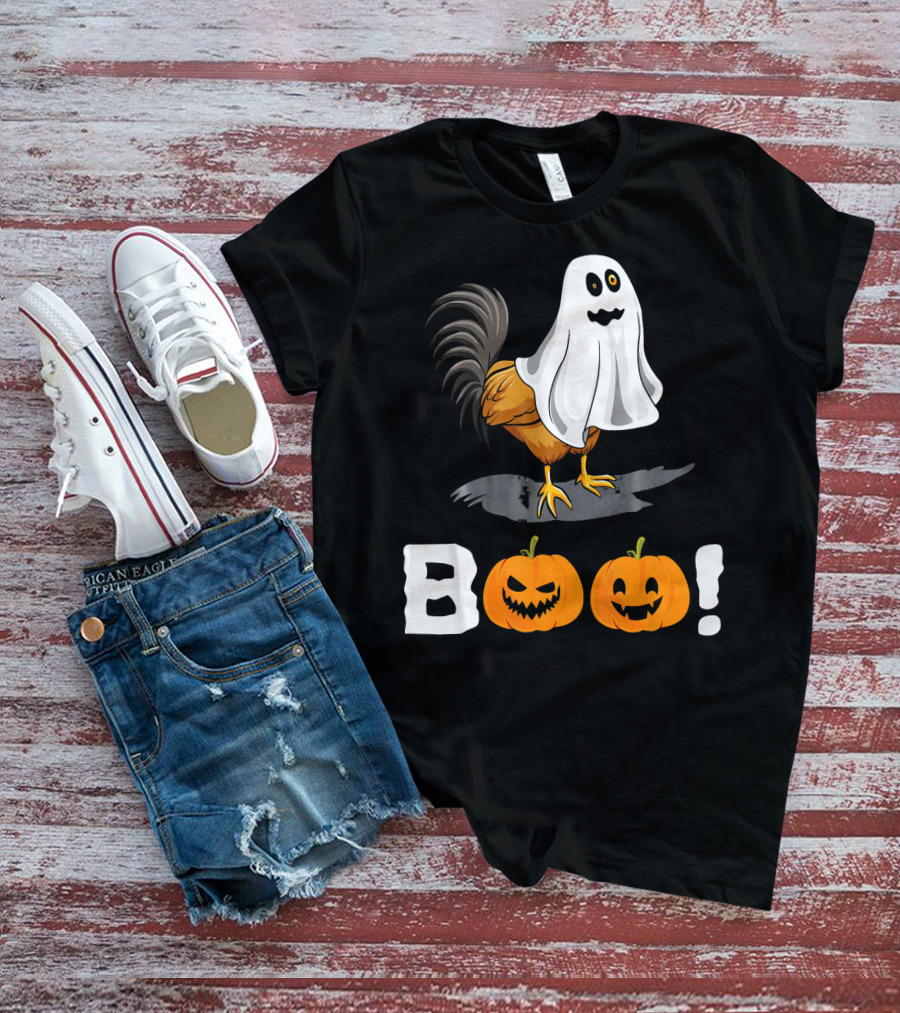 Boo Chicken Halloween Costume With Pumpkins T-Shirt