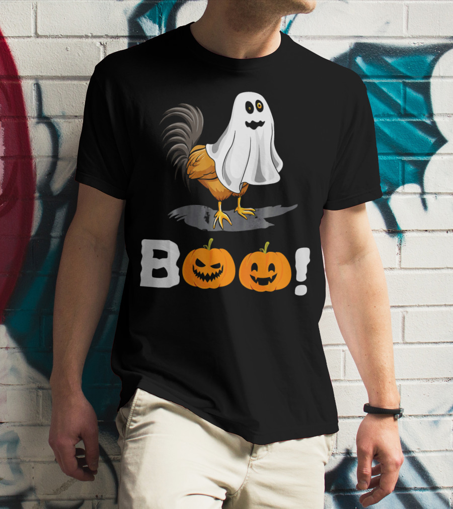 Boo Chicken Halloween Costume With Pumpkins T-Shirt
