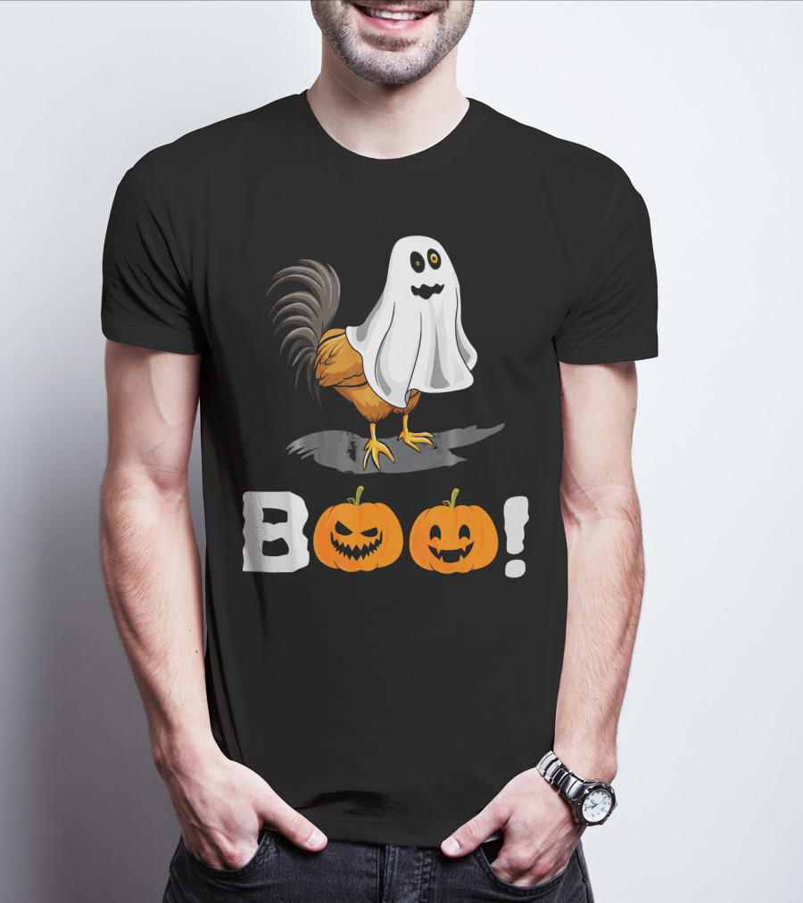 Boo Chicken Halloween Costume With Pumpkins T-Shirt