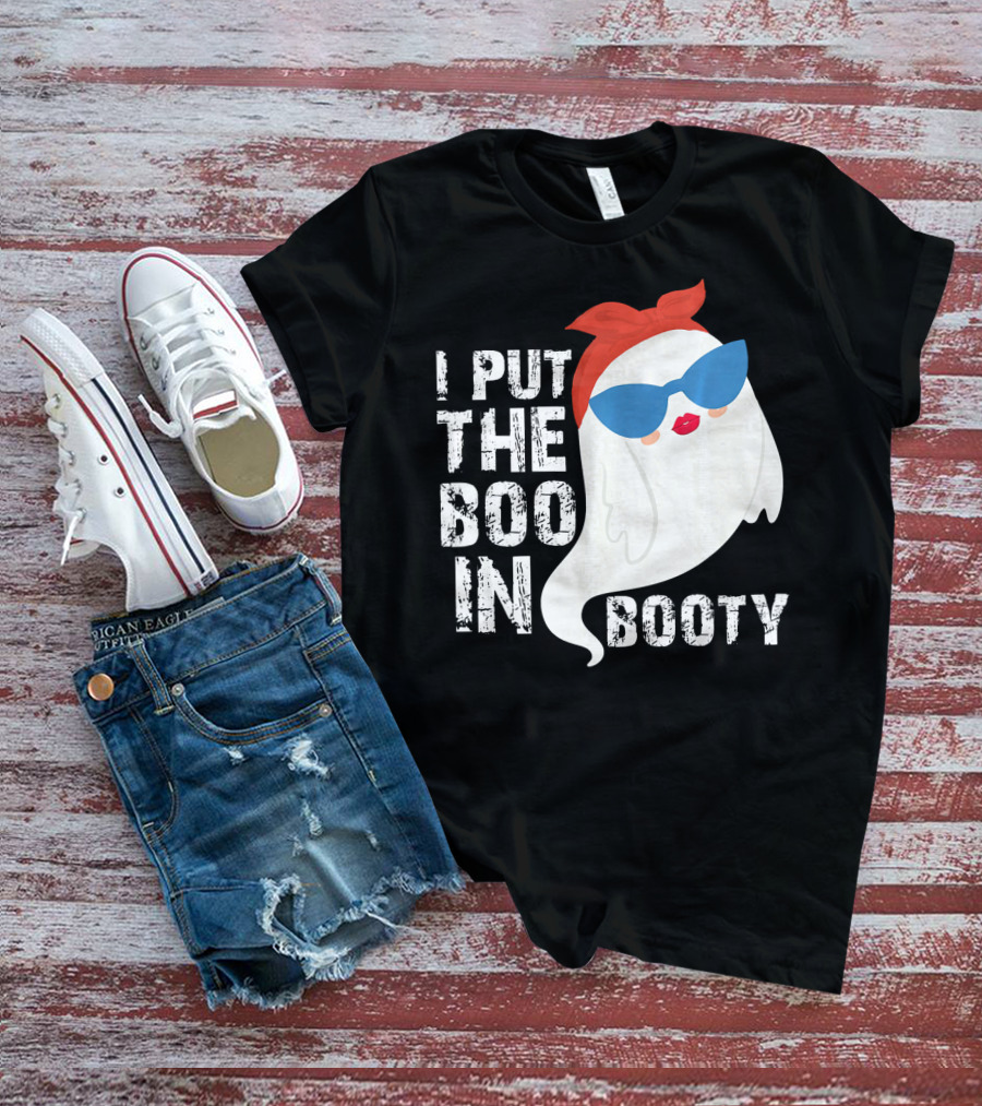 I Put The Boo In Booty Ghost With Sunglasses And Red Bandana T-Shirt