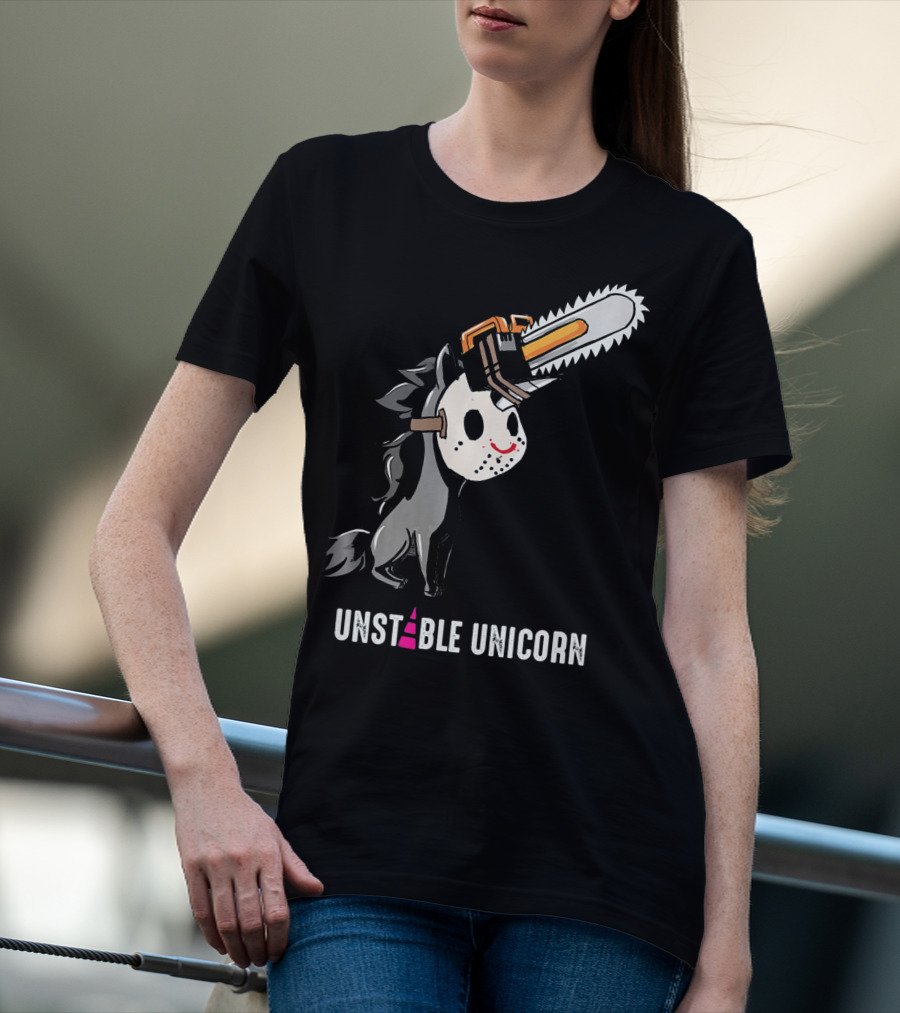 UNSTABLE UNICORN Chainsaw Halloween Masquerade T-Shirt