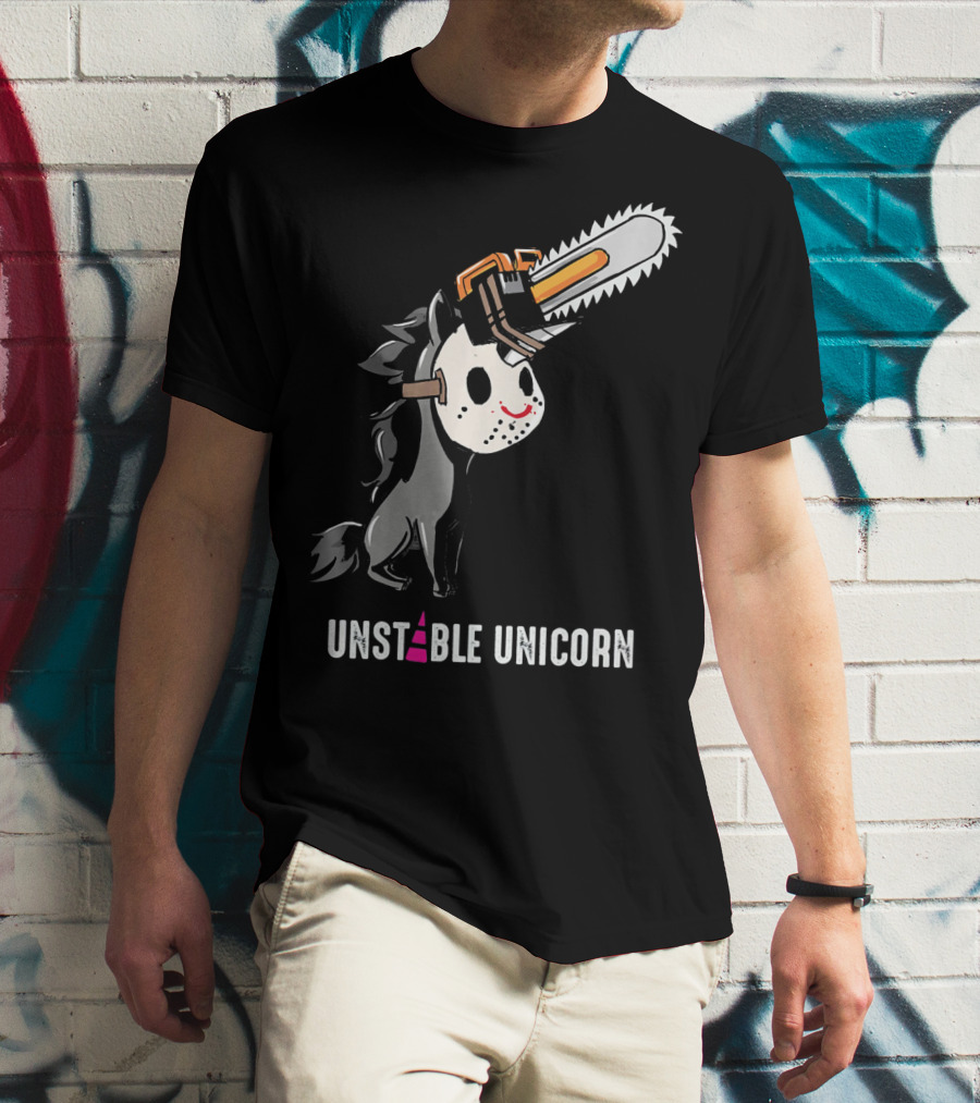 UNSTABLE UNICORN Chainsaw Halloween Masquerade T-Shirt