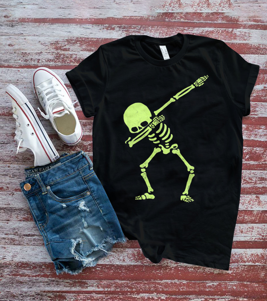 Dabbing Skeleton Glow In The Dark Hip Hop Skull T-Shirt