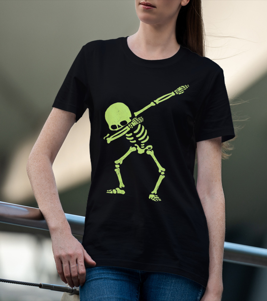 Dabbing Skeleton Glow In The Dark Hip Hop Skull T-Shirt