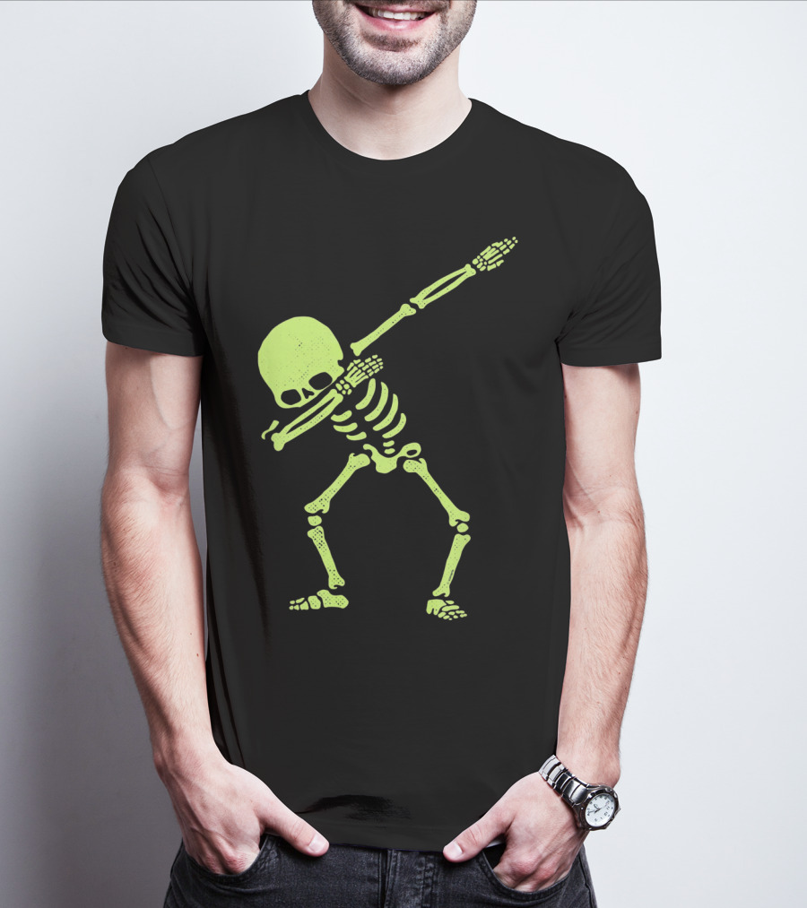Dabbing Skeleton Glow In The Dark Hip Hop Skull T-Shirt