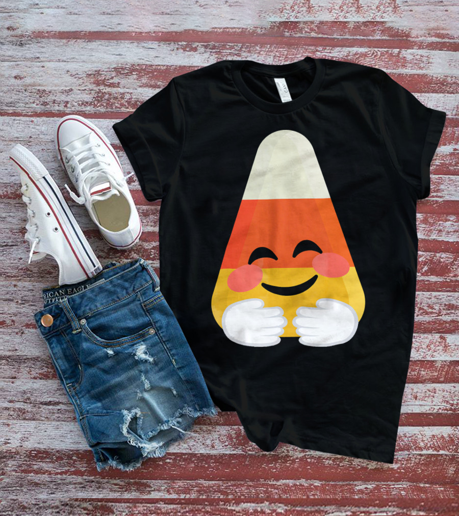 Candy Corn Emoji Hugs Embrace T-Shirt