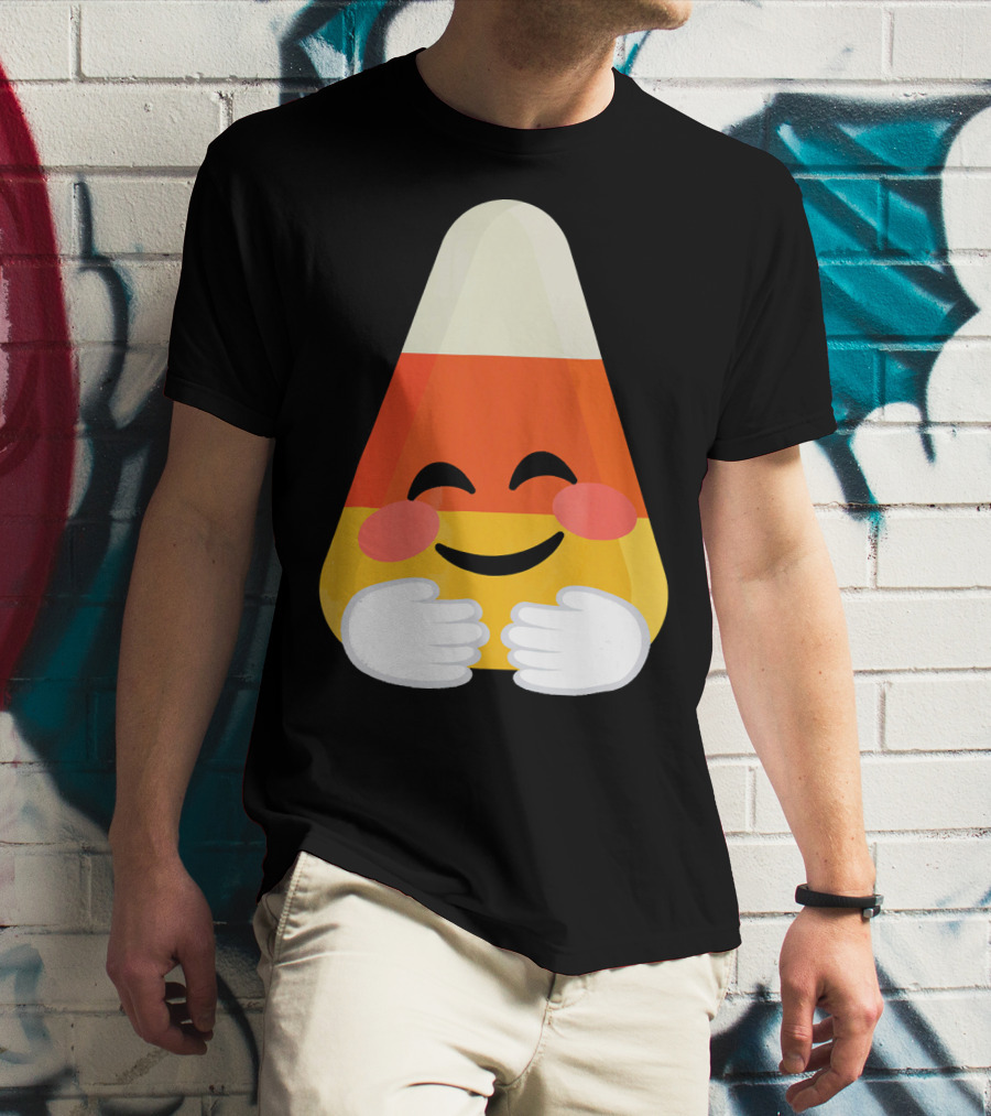 Candy Corn Emoji Hugs Embrace T-Shirt