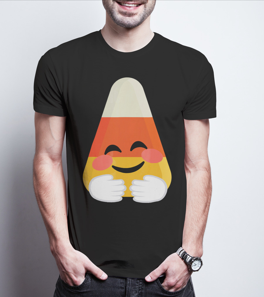 Candy Corn Emoji Hugs Embrace T-Shirt