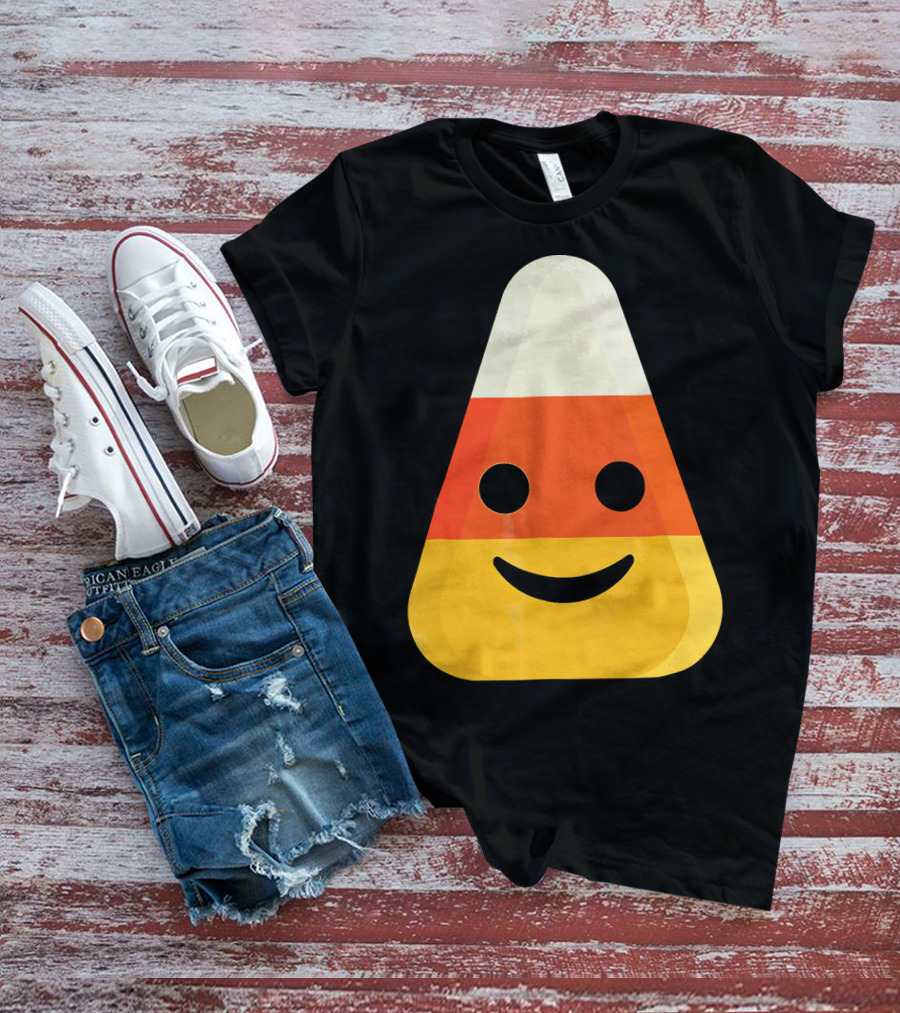 Candy Corn Smiling Emoji Face T-Shirt