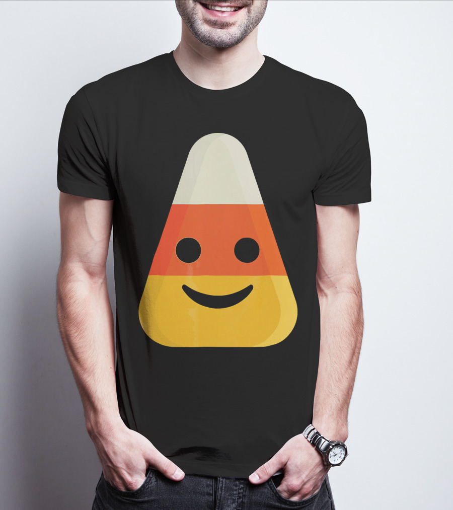 Candy Corn Smiling Emoji Face T-Shirt