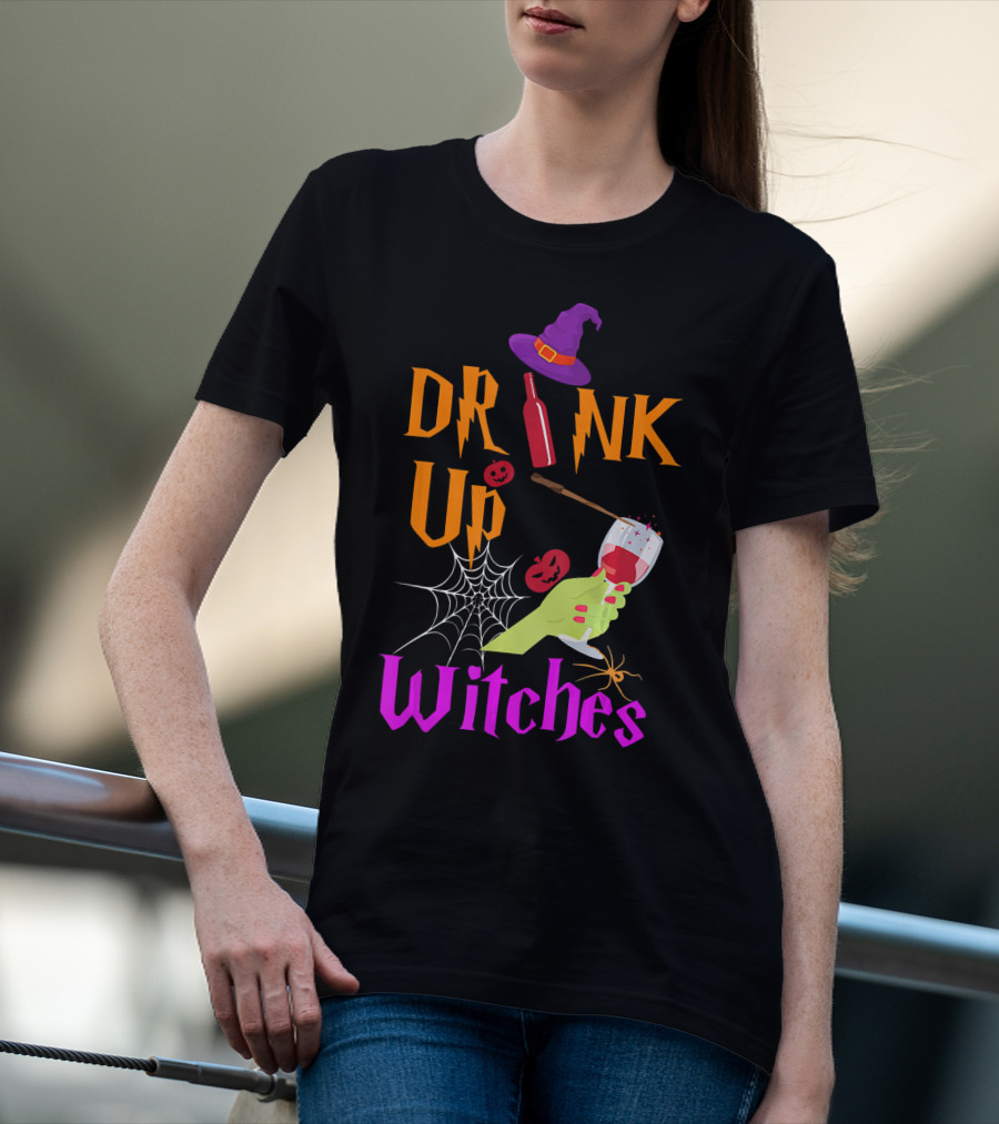 Drink Up Witches Halloween Costume Wine Dark Vibe T-Shirt