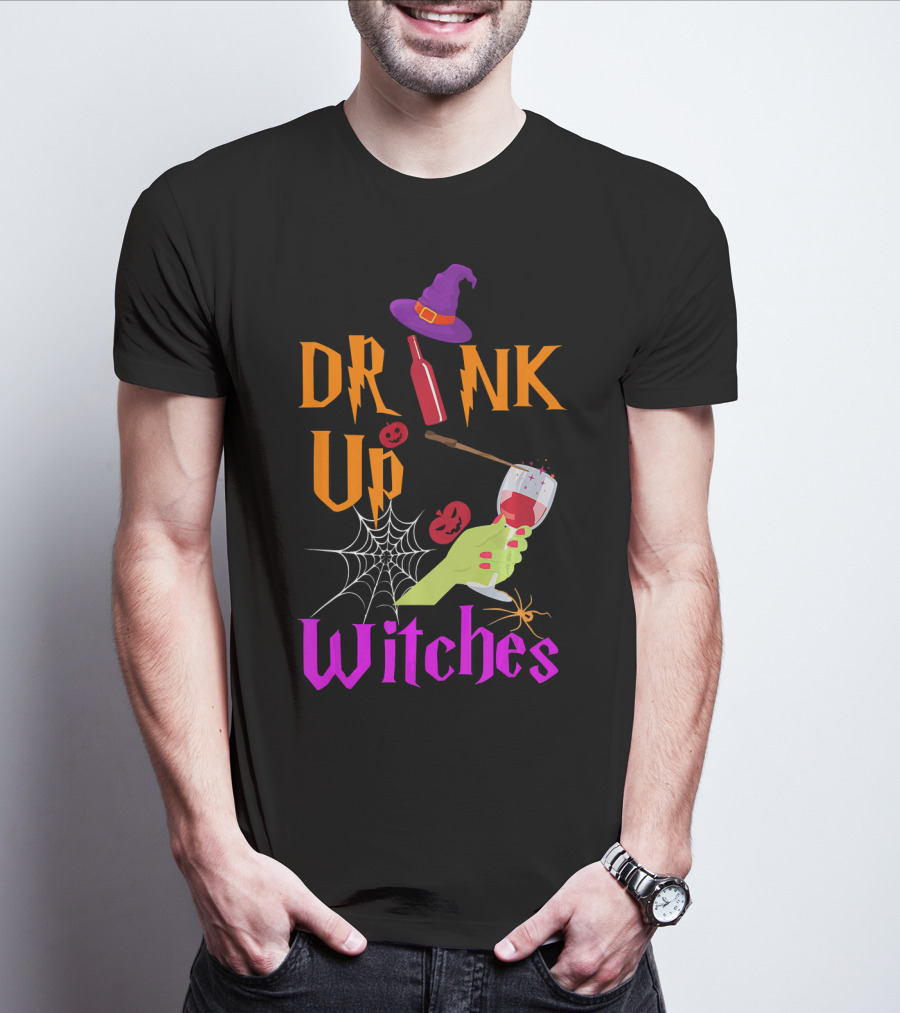 Drink Up Witches Halloween Costume Wine Dark Vibe T-Shirt