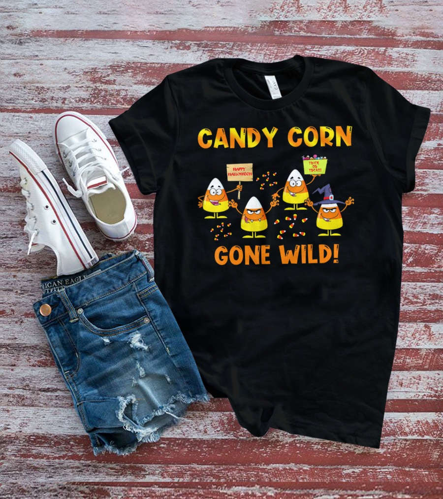 Candy Corn Gone Wild Happy Halloween Trick Or Treat T-Shirt