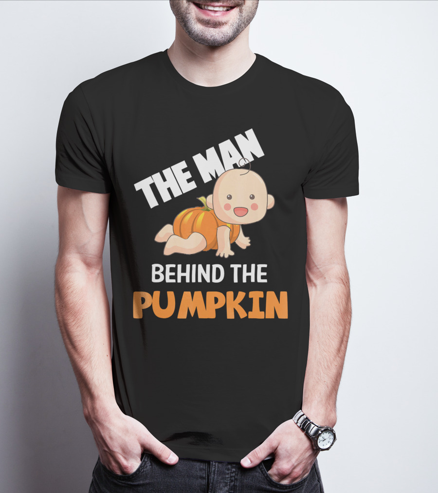 The Man Behind The Pumpkin Halloween Baby Costume Humor T-Shirt