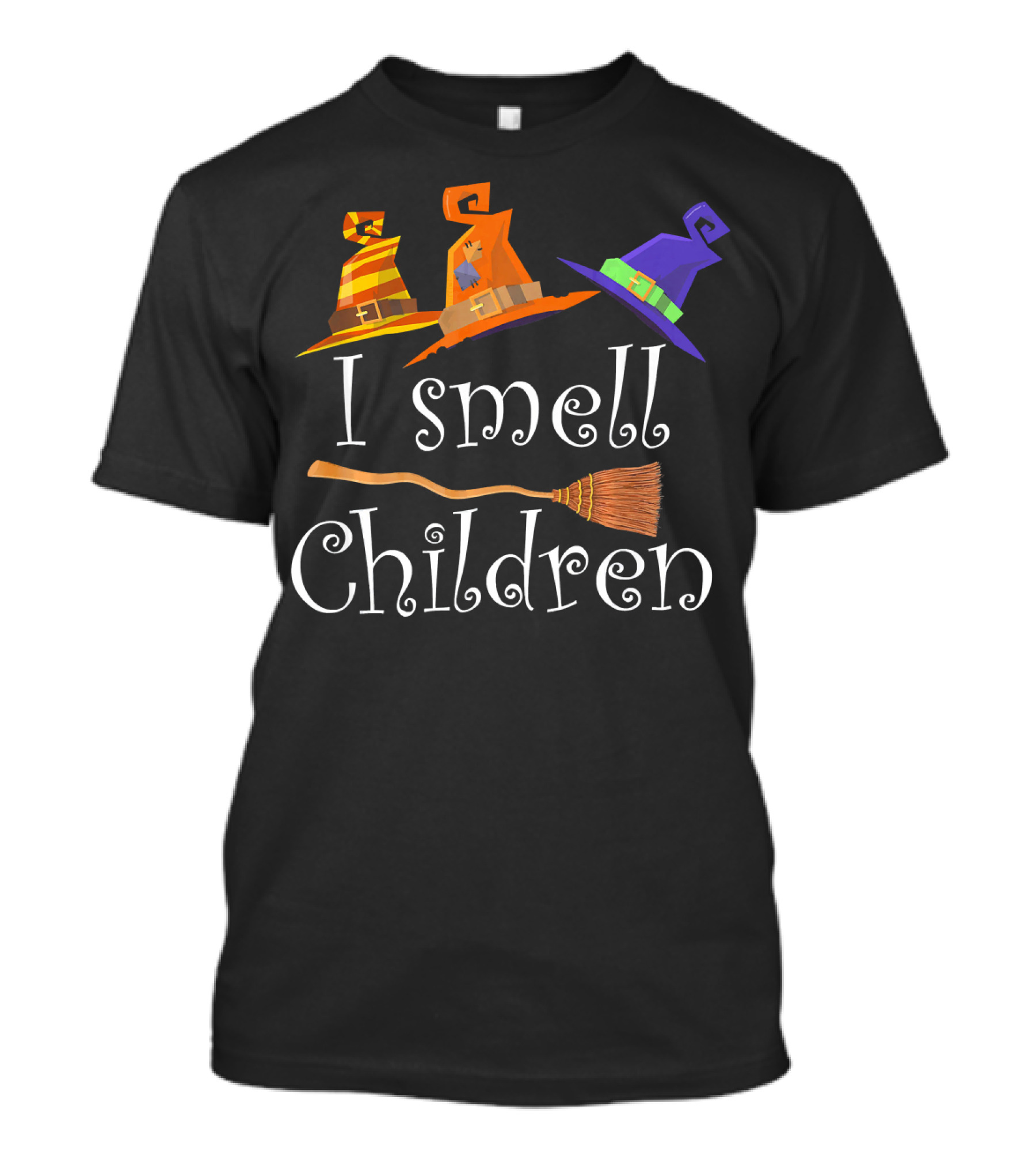 I Smell Children Funny Witches Hats Broom Halloween T-Shirt