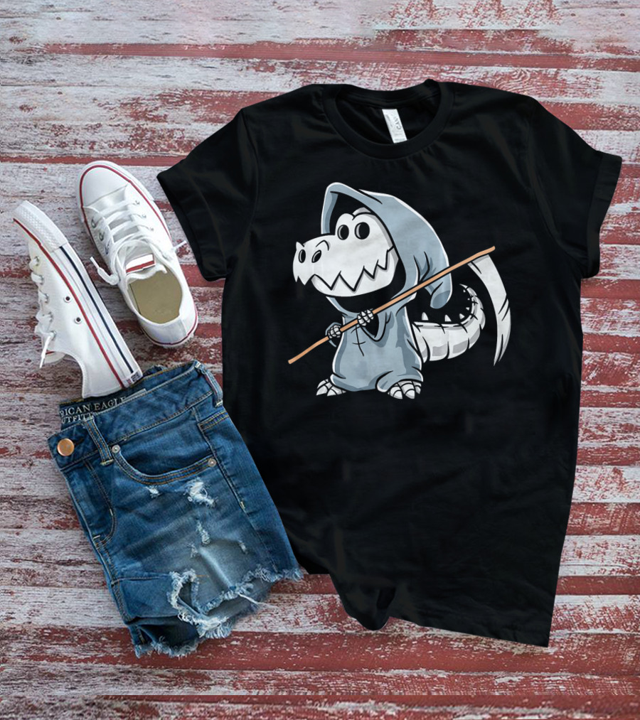 T Rex Skeleton Dino Grim Reaper Dinosaur Hoodie Scythe T-Shirt