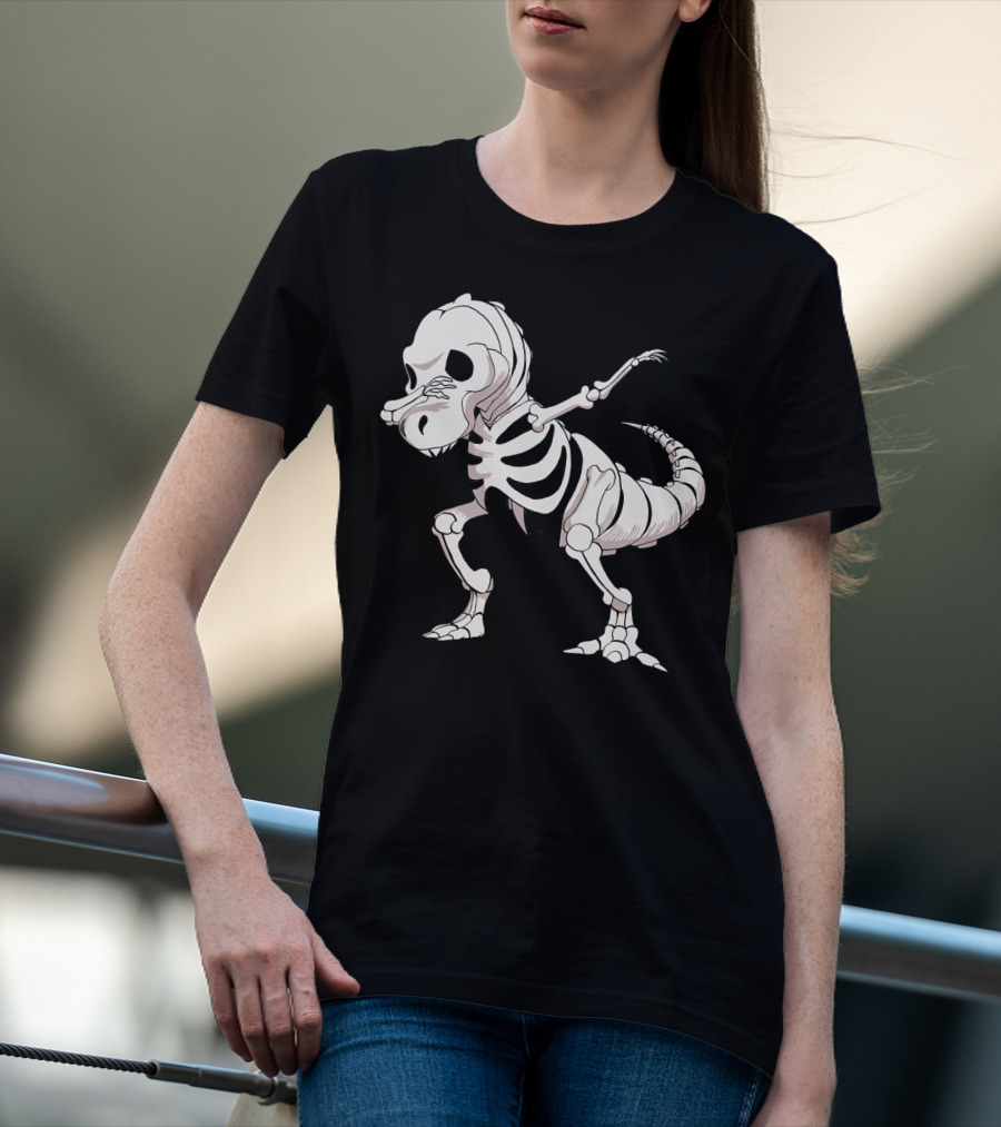 Funny Dabbing Dinosaur Skeleton T-Shirt