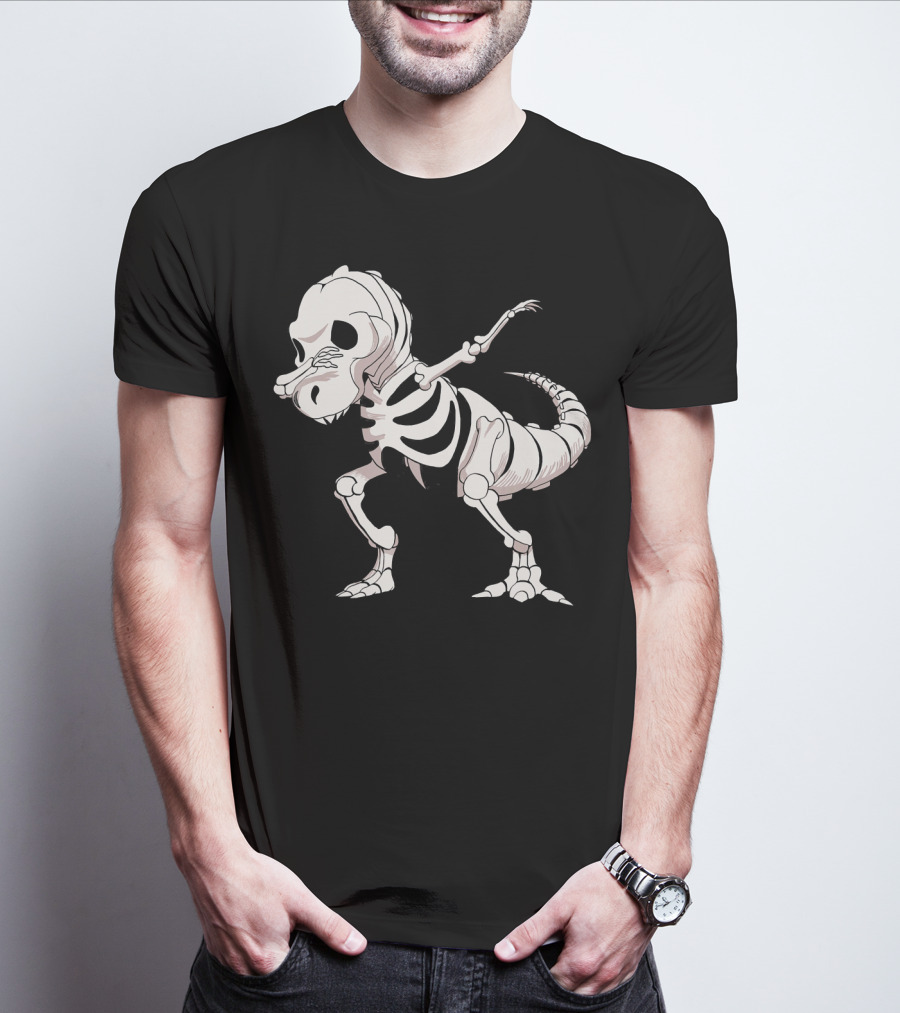 Funny Dabbing Dinosaur Skeleton T-Shirt