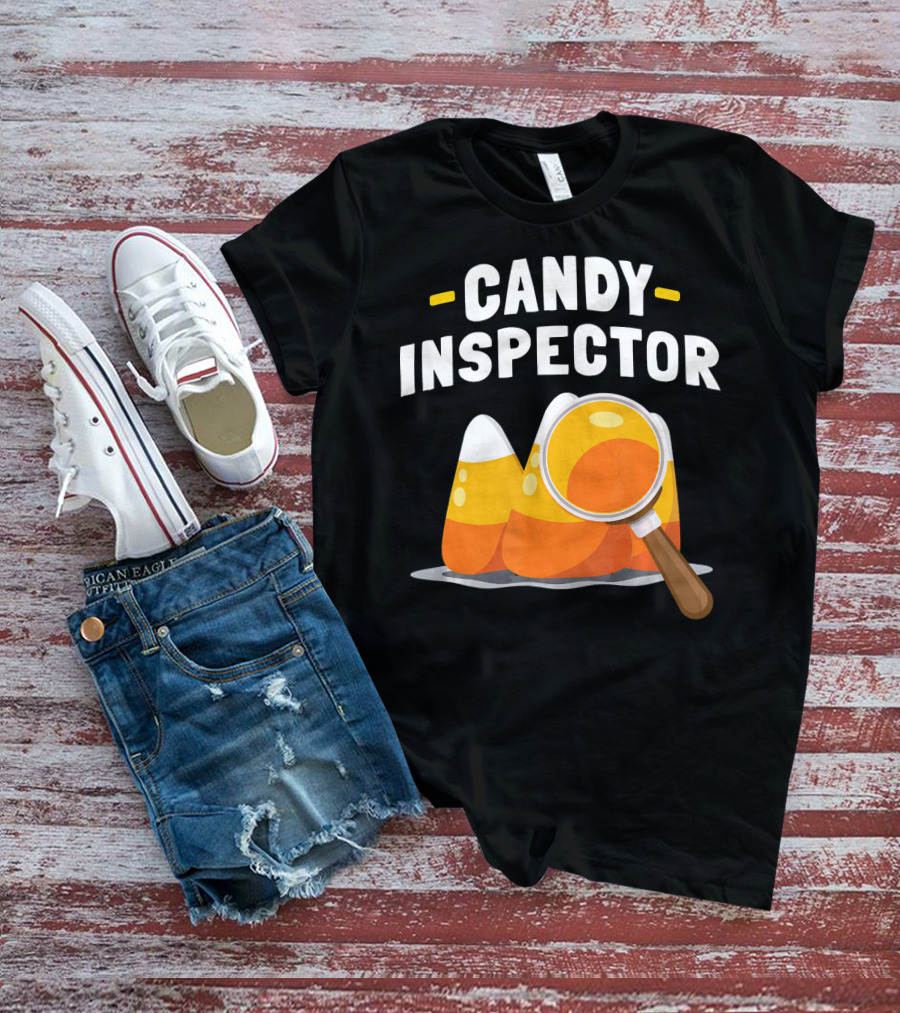 Candy Inspector Halloween Trick Or Treating Candy Corn T-Shirt