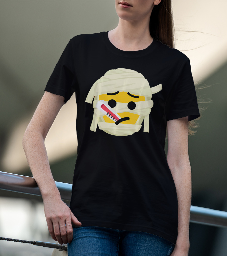 Mummy Emoji Feeling Sick With Thermometer Fever Face T-Shirt