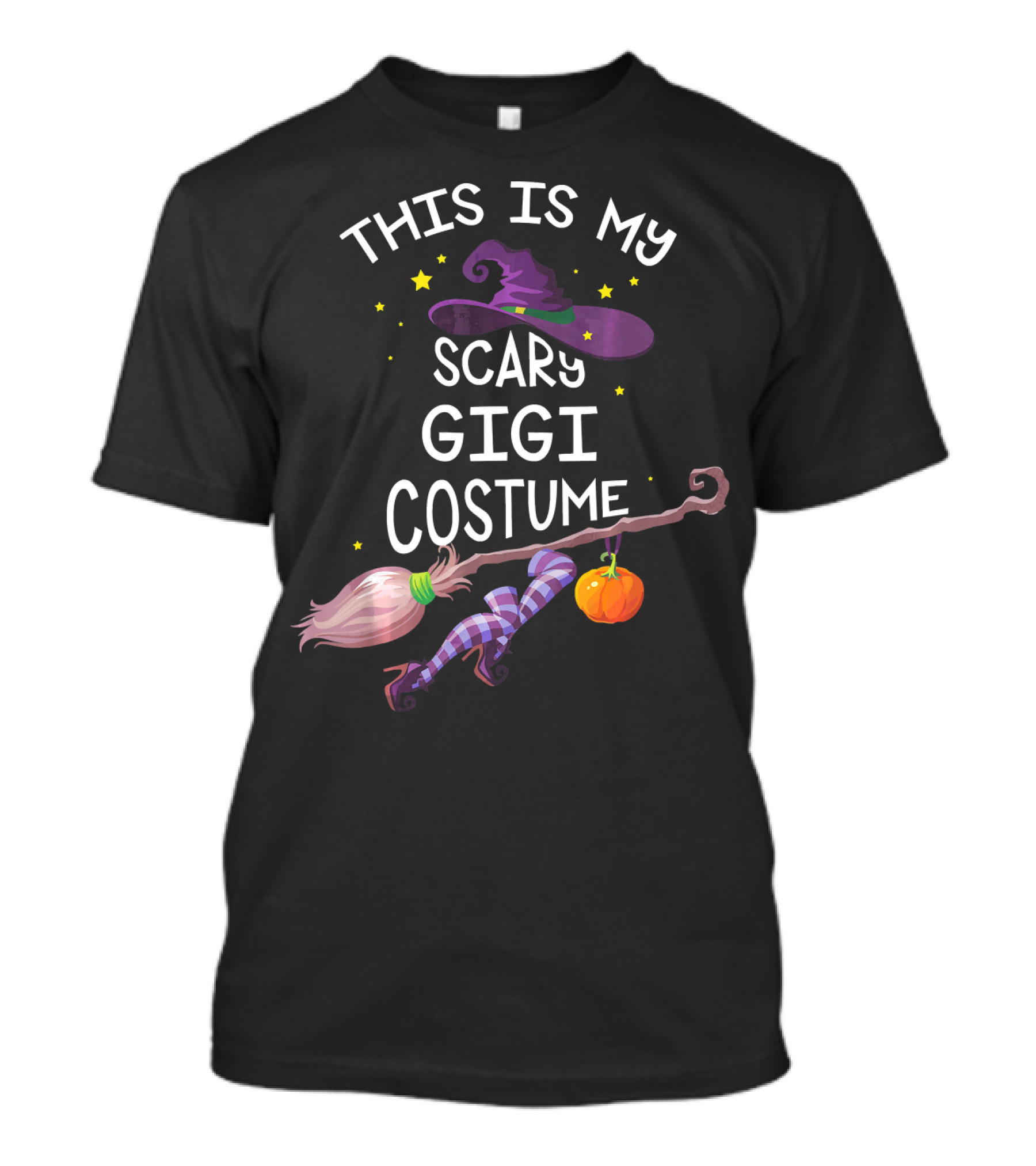 This Is My Scary Gigi Costume Gigi Witch Hat Broom Pumpkin T-Shirt