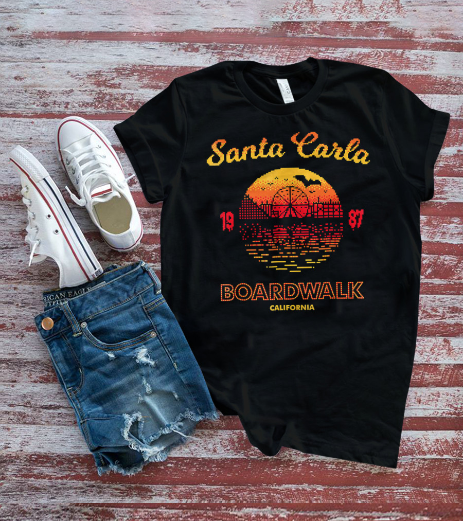 Santa Carla Boardwalk California 1987 Horror Ferris Wheel Sunset T-Shirt