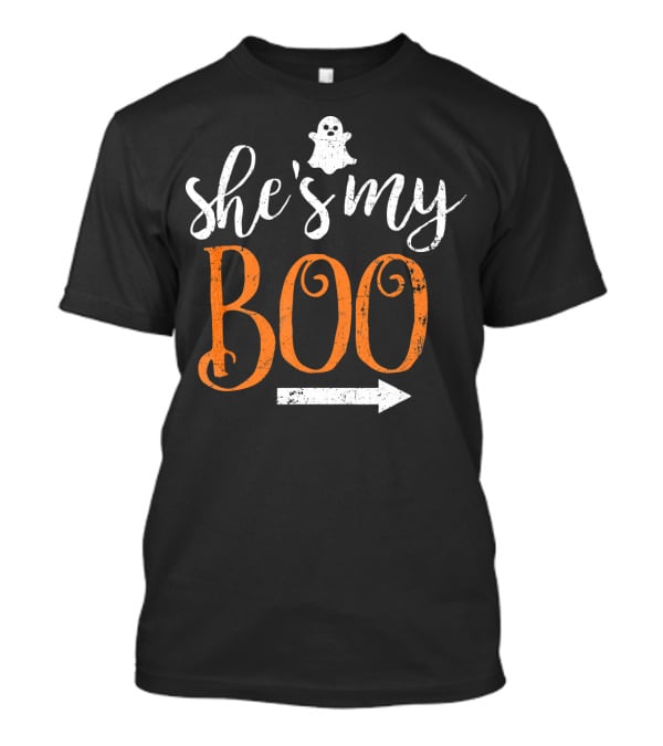 Funny Halloween She's My Boo Matching Ghost Arrow T-Shirt
