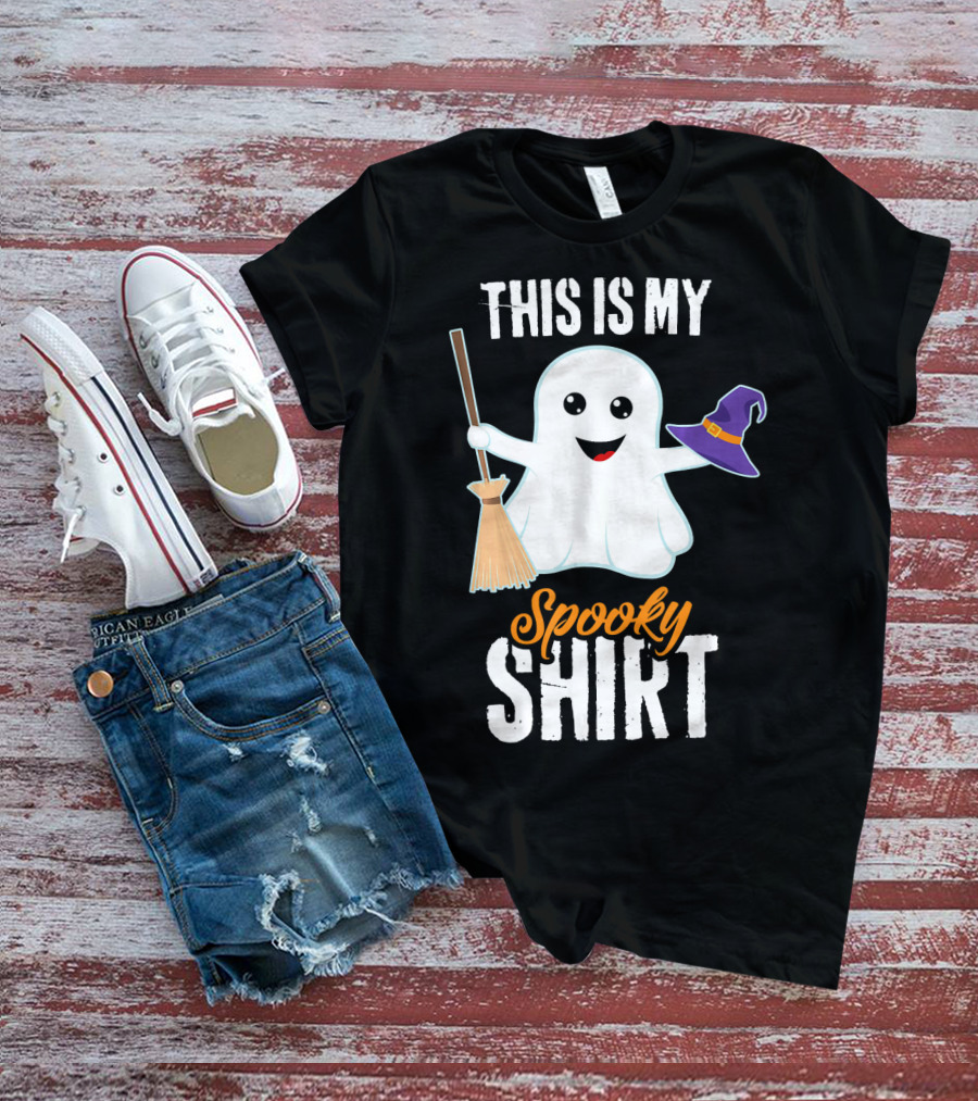 This Is My Spooky Ghost With Witch Hat And Broom T-Shirt