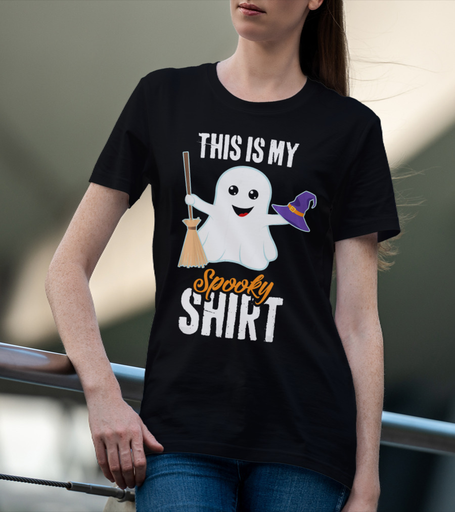 This Is My Spooky Ghost With Witch Hat And Broom T-Shirt