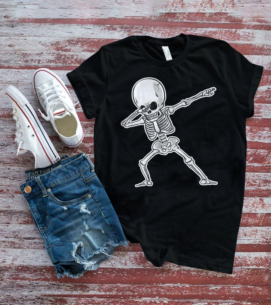 Dabbing Skeleton Dance Halloween Party Vibe T-Shirt